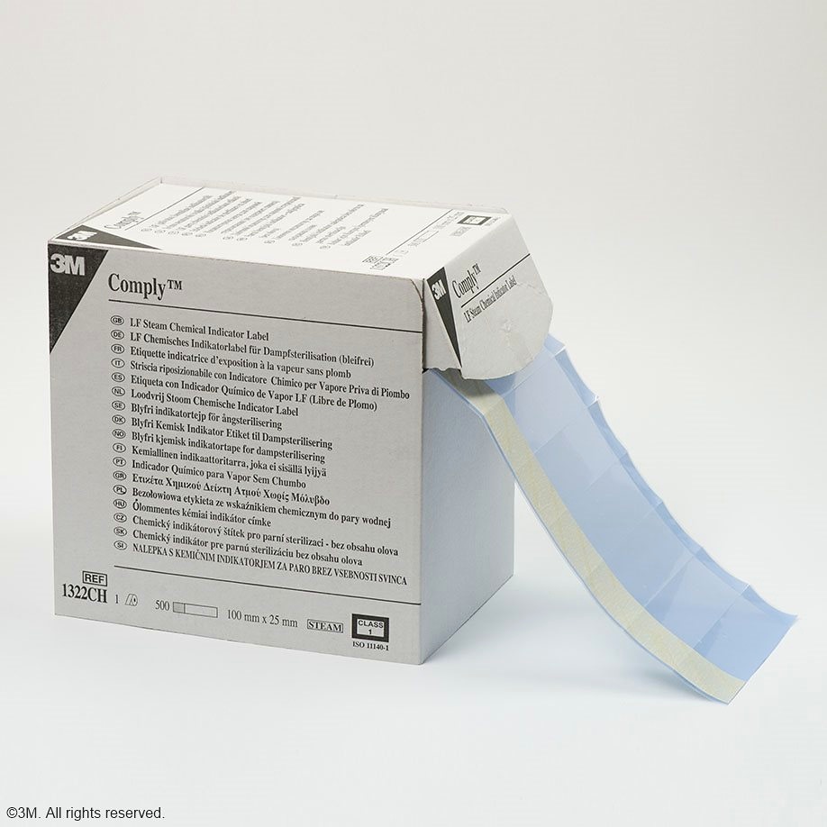 [DMM 1322CH] 3M Comply Indikatorbänder 100 x 25 mm Sterilgutcontainerlabel (500 Stck.)