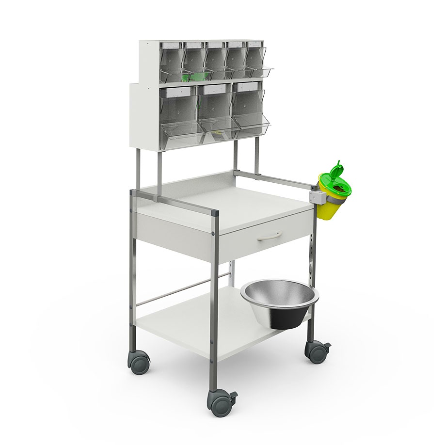 [HAE 05352] Variocar 60 Funktionswagen, PicBox 1308 mm hoch, mit 1 Schublade, weiß