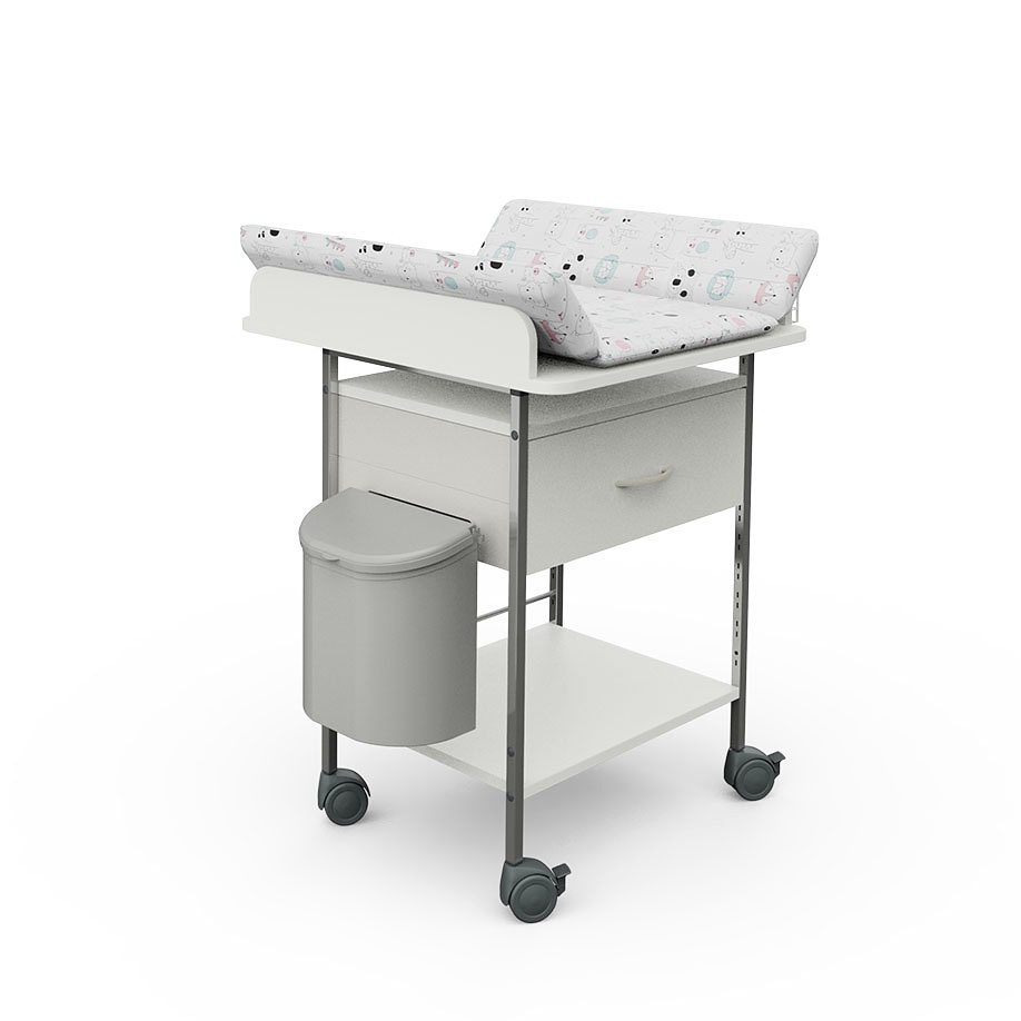 [HAE 14918] Variocar 60 Wickelwagen, 952 mm hoch Mit 1 Schublade, weiß