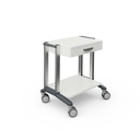 Doppio 45 Basiswagen weiß, mit 2 Ablage Platte, 1 Schublade Griff grau