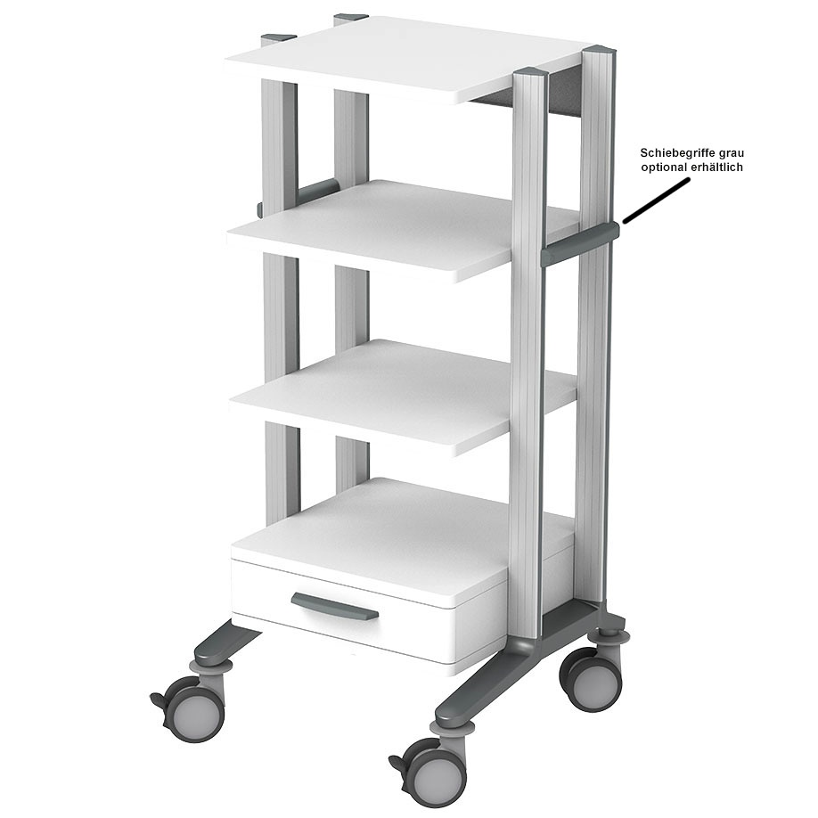 [HAE 2611.1] Doppio 60 Gerätewagen 2, weiß, mit 4 Ab Lageplatten, 1 Quertraverse, 1 Schublade