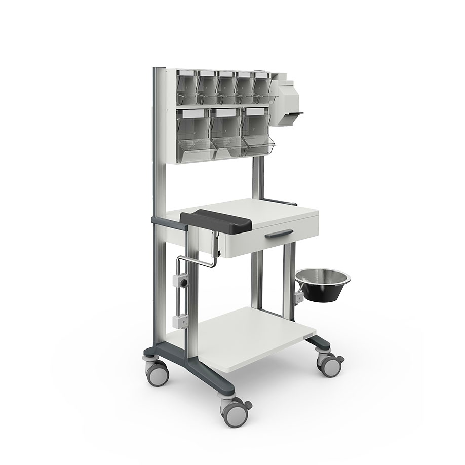 [HAE 2636.1] Doppio 60 Funktionswagen, weiß PicBox-Plus, mit 2 Ablageplatten