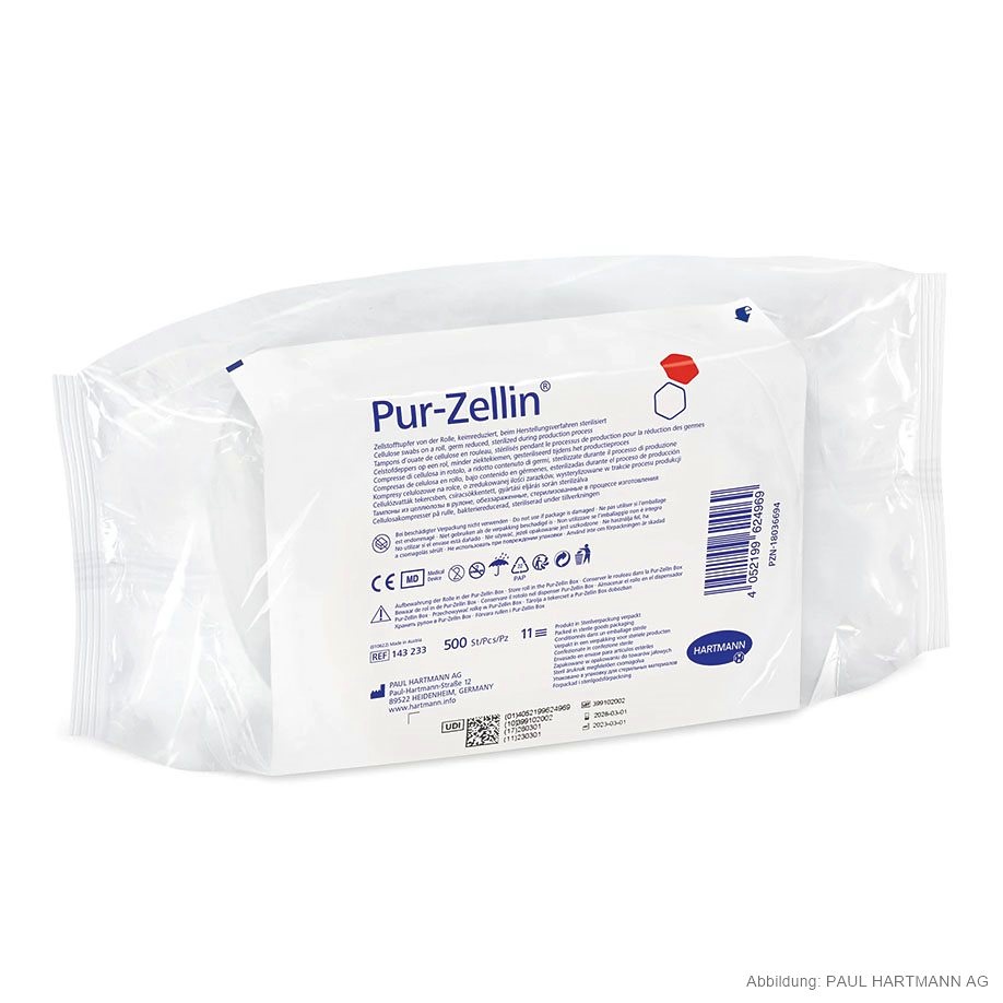 Pur-Zellin keimreduziert, 4 x 5 cm Zellstofftupfer (1 Rl. à 500 Stck.)