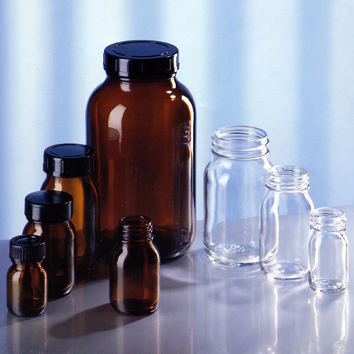 [HCT 41324018] Weithalsglas 50 ml, GL 32, Klarglas Mit Gewinde und Schraubverschluss