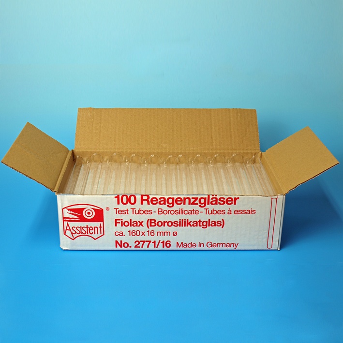 [HCT 42771051] Reagenzgläser aus FIOLAX, gebördelter Rand, 160 mm x Ø 16 mm (100 Stck.)