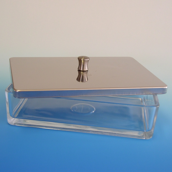 [HCT 42910003] Glasschale mit Edelstahldeckel 20 x 10 x 5 cm