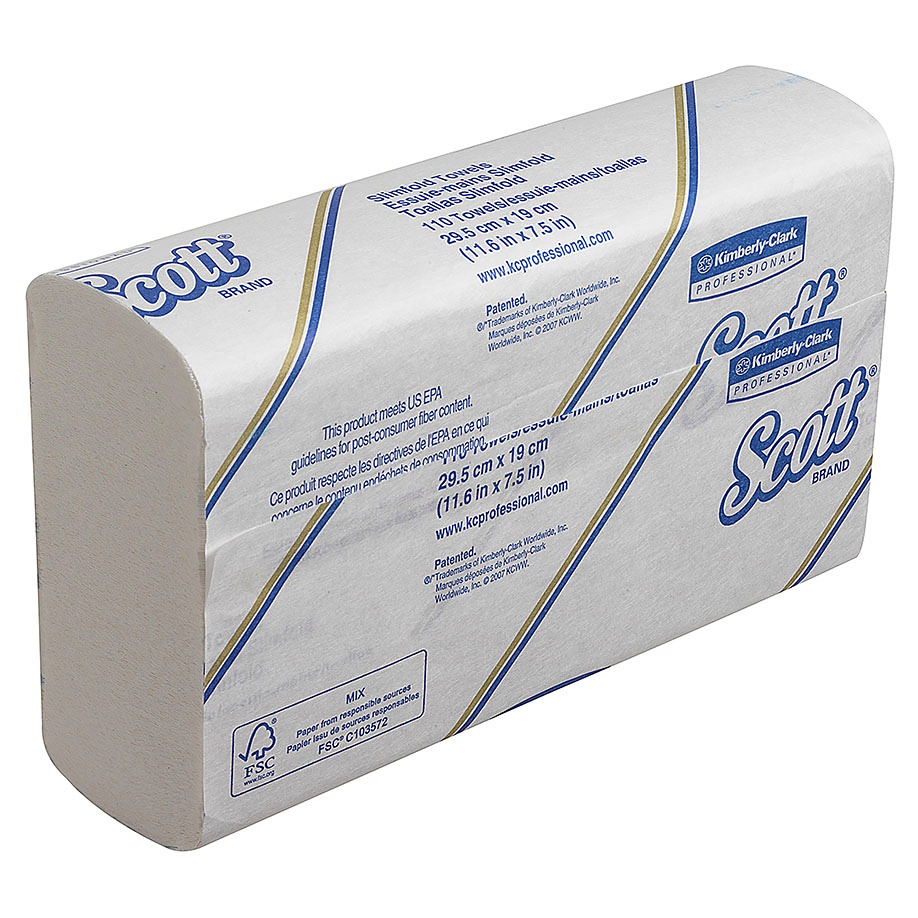 SCOTT Slimfold Handtücher, 1-lagig Weiß, 19 x 29,5 cm (16 x 110 Bl.)