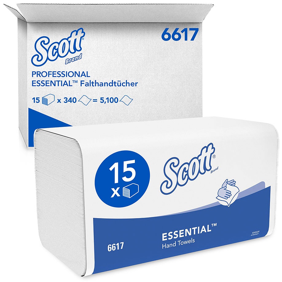 [KIM 6617] SCOTT ESSENTIAL Handtücher Interfold 1-lagig, 21 x 20 cm (15 x 340 Bl.)