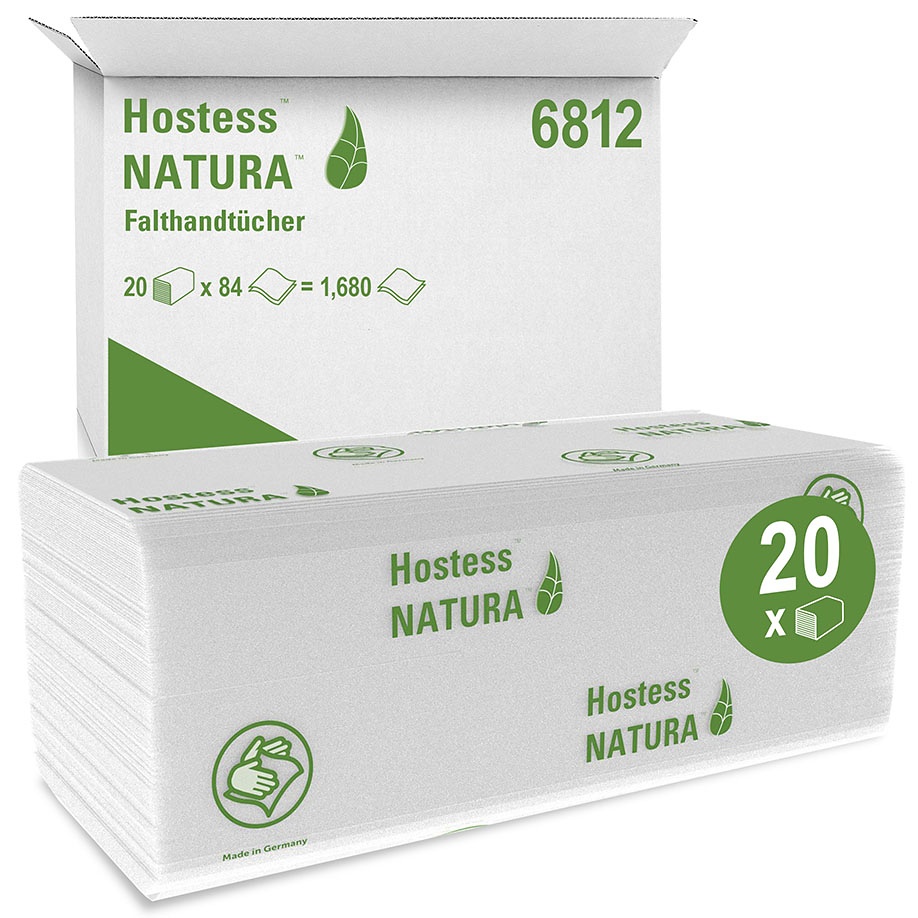 Hostess Natura Handtücher, 2-lagig Weiß, 50 x 25 cm (20 x 84 Bl.)