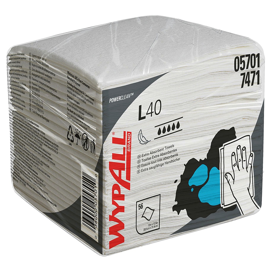 WYPALL L40 Wischtücher, 1-lagig Weiß, 30,4 x 31,7 cm (18 x 56 Bl.)