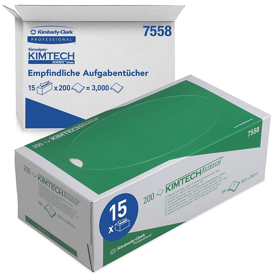 [KIM 7558] KIMTECH SCIENCE Labortücher, 2-lagig Weiß, 20 x 20 cm (15 x 200 Bl.)
