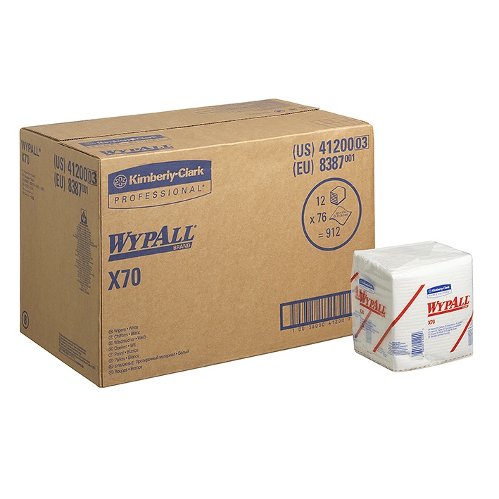 WYPALL X70 Wischtücher, geprägt 1-lagig, weiß, 32 x 31 cm (12 x 76 Bl.)