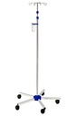 Edelstahl Infusionsständer mit Beschwerung, Doppellaufrollen Ø 50 mm