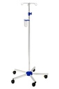 Infusionsständer verchromt ohne Beschwerung, Doppellaufrollen Ø 50 mm