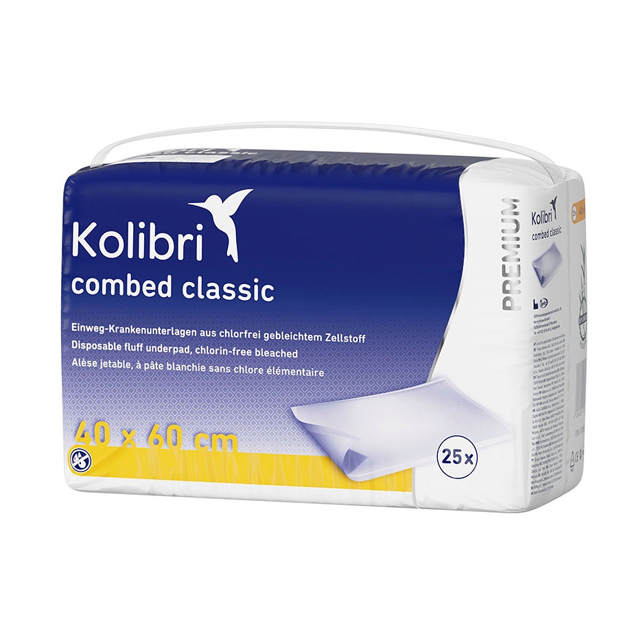 Kolibri combed PREMIUM classic, gelb Krankenunterlagen 40 x 60 cm (25 Stck.)