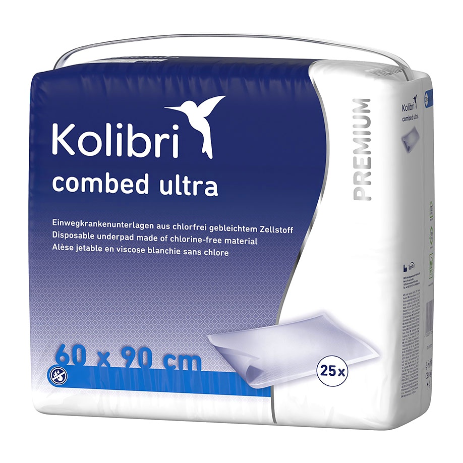[KOL 2108241] Kolibri combed PREMIUM ultra, blau Krankenunterlagen 60 x 90 cm (25 Stck.)