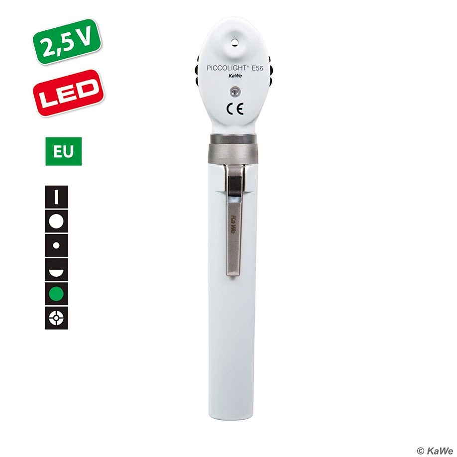 KaWe PICCOLIGHT E56 LED Ophthalmoskop 2,5 V stone, Griff AA, 6 Blenden