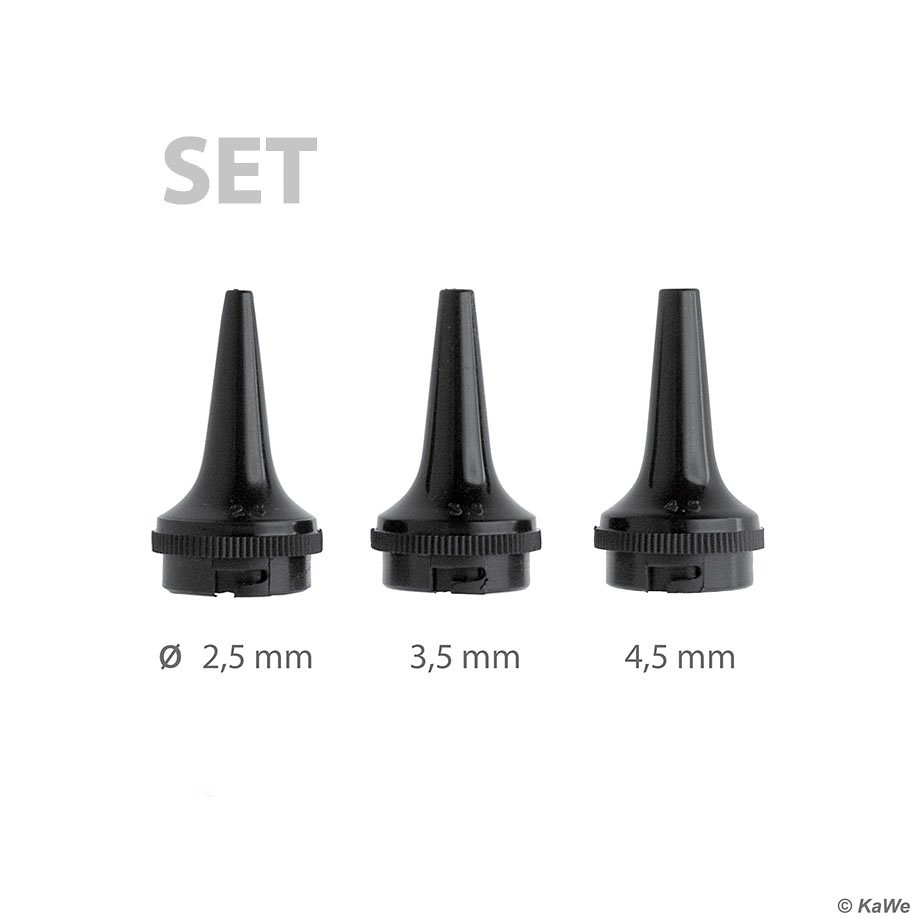Dauer-Ohrtrichter-Set schwarz (je 1 x Ø 2,5 / 3,5 / 4,5 mm)