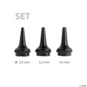 Dauer-Ohrtrichter-Set schwarz (je 1 x Ø 2,5 / 3,5 / 4,5 mm)