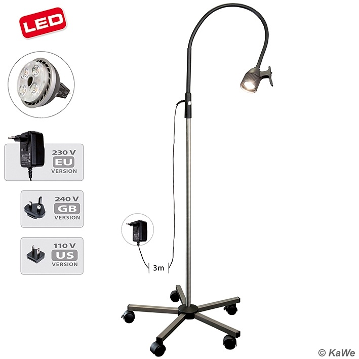 KaWe MASTERLIGHT LED-Praxisleuchte 5-Fuß-Fahrstativ, 12 V / 7 W