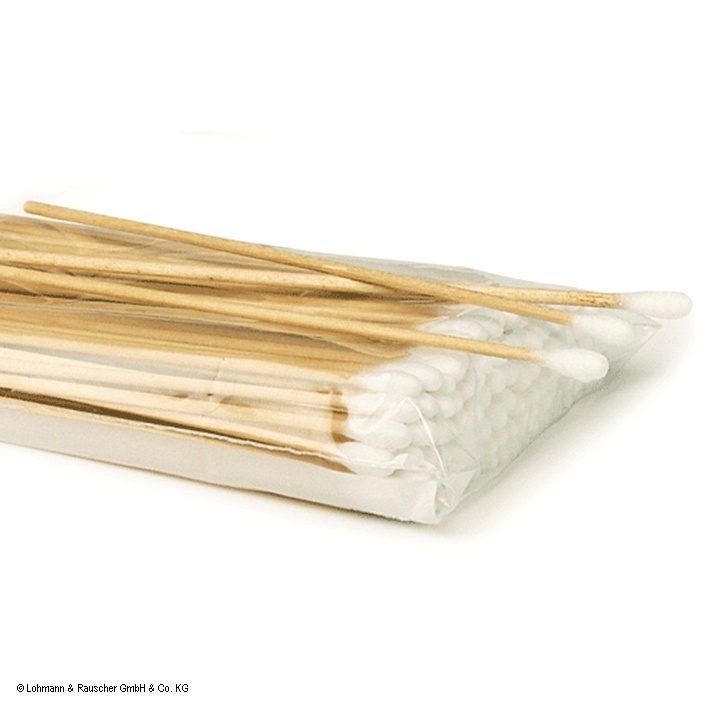 [LOH 137430] Raucotupf Stieltupfer 15 cm mit Holzstiel, kleiner Wattekopf (100 Stck.)