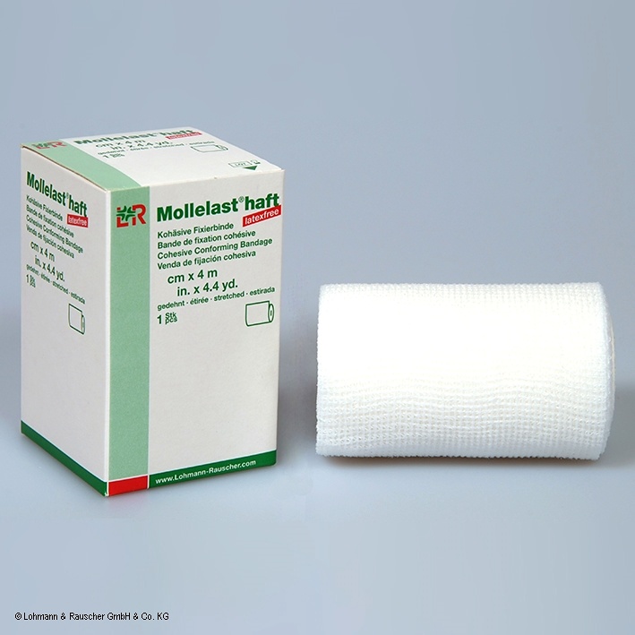 Mollelast haft latexfrei Fixierbinde weiß, 4 m x 6 cm