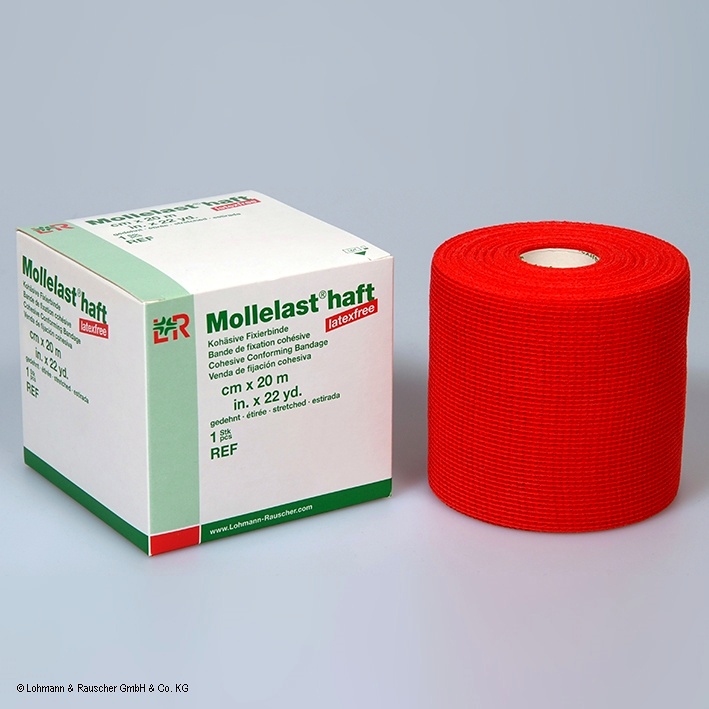 [LOH 33541] Mollelast haft color latexfrei Fixierbinde rot, 20 m x 8 cm