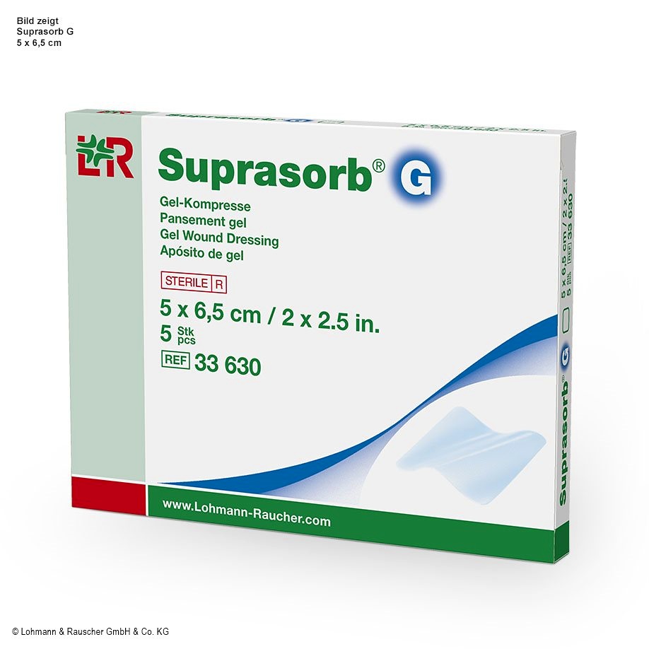 [LOH 33630] Suprasorb G Gel-Kompressen Steril, 5 x 6,5 cm (5 Stck.)