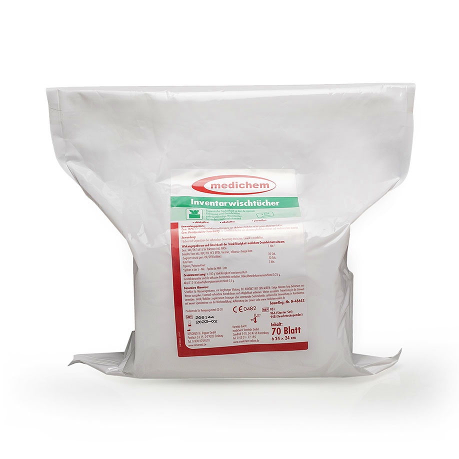 Medichem Inventarwischtücher Fertig getränkt (70 Tücher)