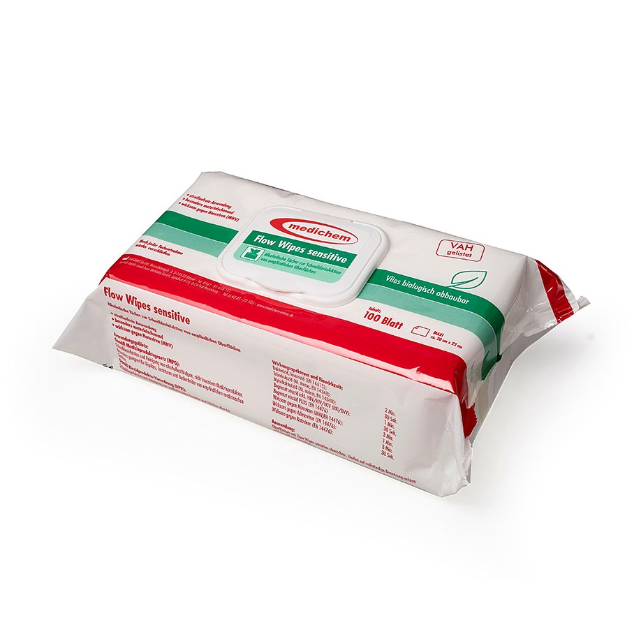 Medichem Flow Wipes sensitive Desinfektionstücher (100 Tücher)