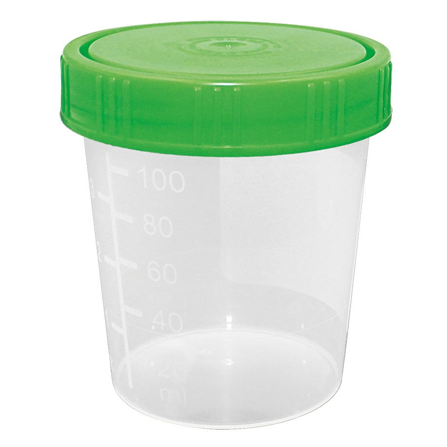 [MEG 122500] Urinbecher 100/125 ml mit Schraubdeckel grün (500 Stck.)