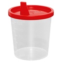 Urinbecher 125 ml mit Schnappdeckel Rot im Karton