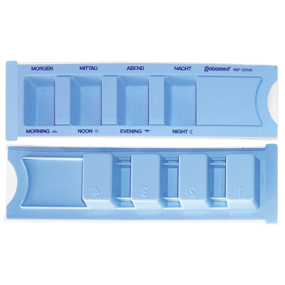 Medikamentendispenser ratiomed, blau Mit Beschriftung: deutsch/englisch