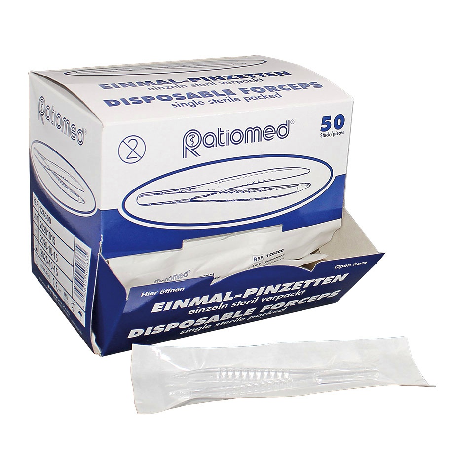 Einmal-Pinzetten ratiomed steril Glasklar, ca.12 cm (50 Stck.)