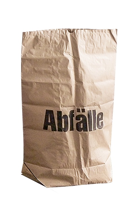 Papiersack 70 Ltr., 550+200 x 850 mm Mit Aufdruck ''Abfälle''