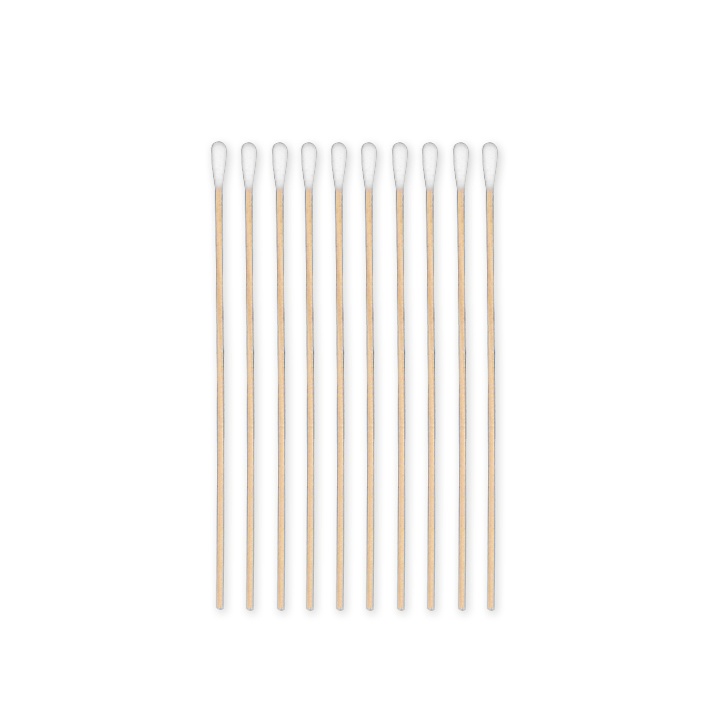 Wattestäbchen Holz, steril, 15 cm lang Ø 2,5 mm, Wattekopf Ø 5 mm (100 Stck.)