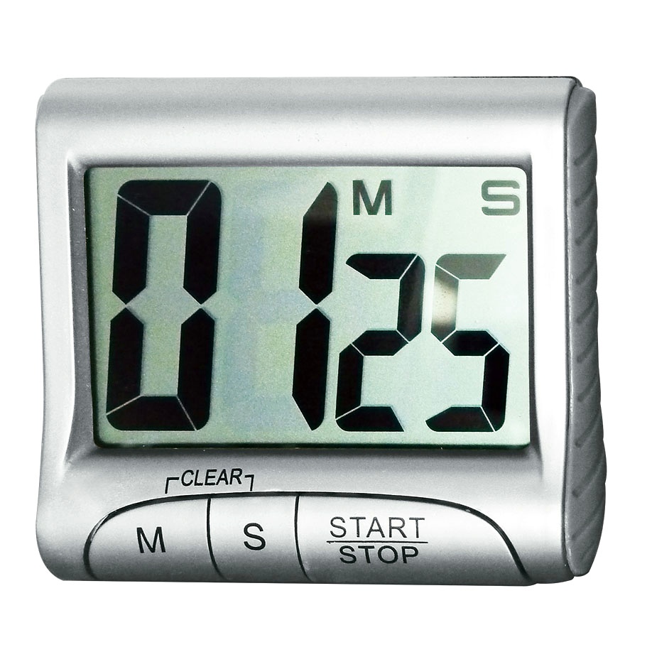 [MEG 690200] Digital Timer mit großem Display Silber