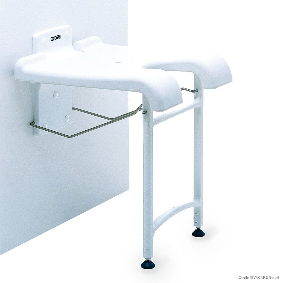 [MEG 990319] Aquatec Duschklappsitz Sansibar Weiß, mit Hygieneausschnitt