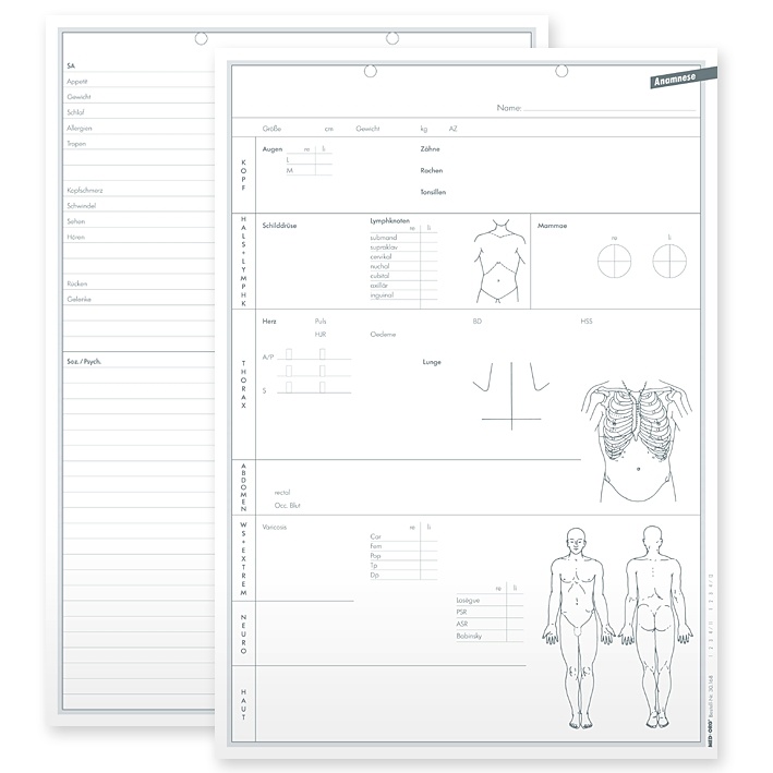 Anamnesebogen DIN A4 Typ Allgemeinmedizin (500 Stck.)