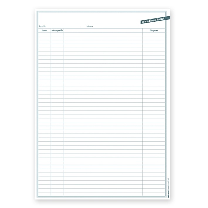 Behandlungsverlauf DIN A4 für alle Fachgruppen mit Aufdruck (1000 Stck.)