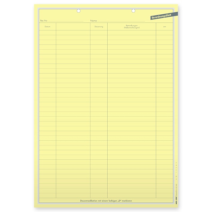 [MEO 60.166] Verordnungsbogen DIN A4 Für alle Fachgruppen (500 Stck.)