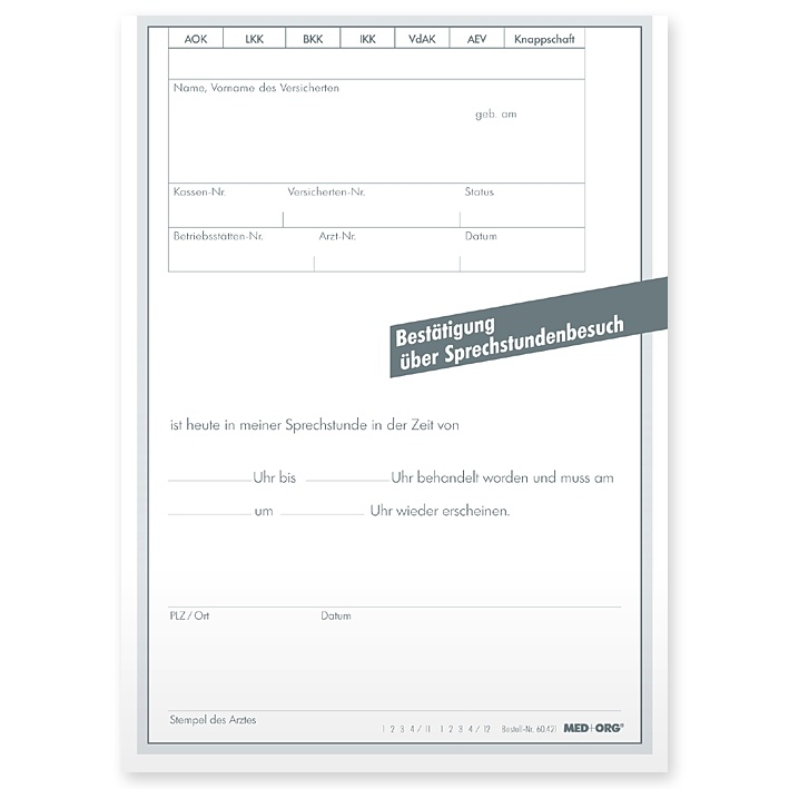 [MEO 60.421] Sprechstundenbesuche DIN A6 (500 Stck.)