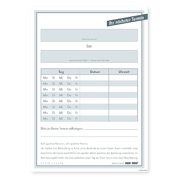 Terminzettel A6 hoch (500 Stck.)