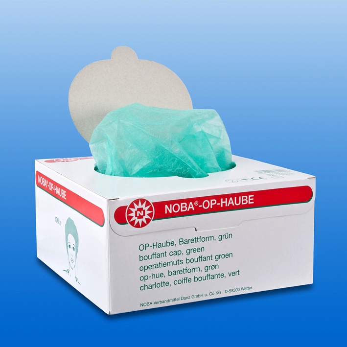 [NOB 673100] NOBA OP-Hauben Barettform Grün (100 Stck.)