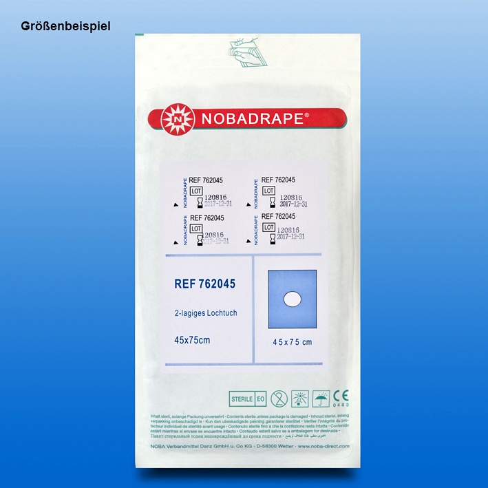 NOBADRAPE Abdecktücher mit Loch Ø 7 cm 45 x 75 cm, 2-lagig, steril (40 Stck.)