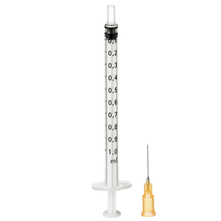 [PET 9161465V] Omnifix F Spritzen 1 ml mit beigelegter Kanüle 0,50 x 16 mm (100 Stck.)