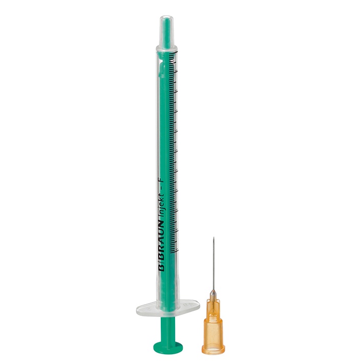[PET 9166033V] Injekt F Duo Spritzen 1 ml mit Beigel. Kanüle 0,50 x 16 mm (100 Stck.)