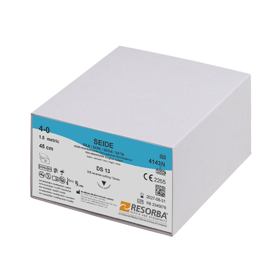 Seide DS 13 4/0=1,5 schwarz Nahtmaterial Fadenlänge 45 cm (24 Stck.)