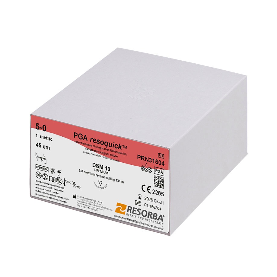 [RES PRN31504] PGA-RESOQUICK DSM 13 5/0=1, ungefärbt Nahtmaterial Fadenlänge 45 cm (24 Stck.)