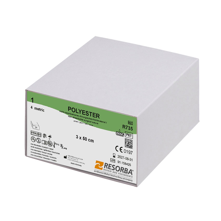 [RES R735] POLYESTER 1=4 grün geflochten Nahtmaterial Fadenlänge 3x50cm (24Stck.)